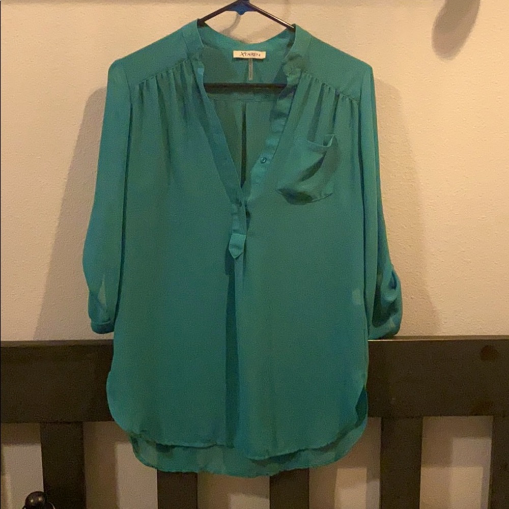 Green sheer top
